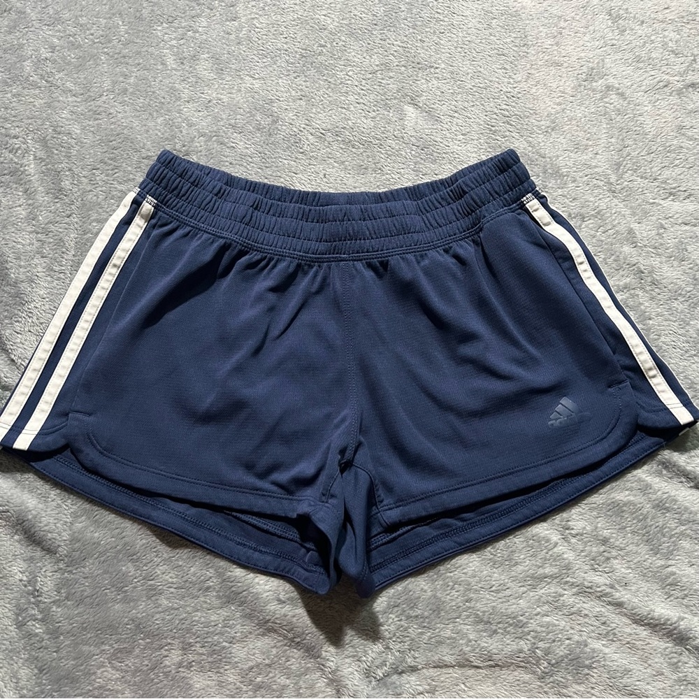 Adidas Blue Athletic Shorts with Signature Stripes